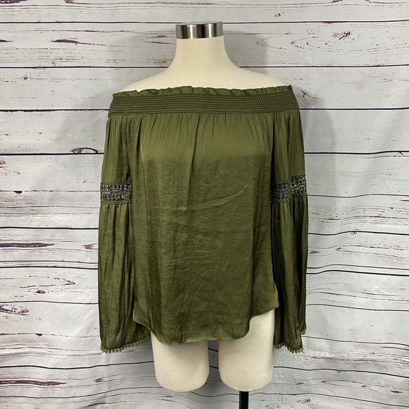 WHBM Olive Cold Shoulder Blouse - Picture 1 of 12